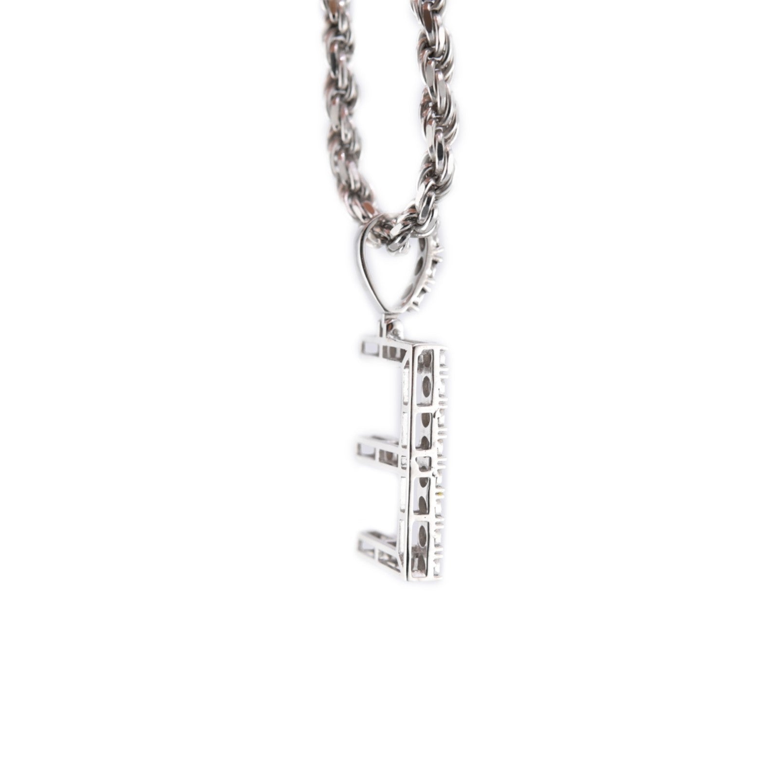 925 Silver Natural 0.15 CTW Diamond Initial Alphabet "E" Pendant 2g Unisex Charm