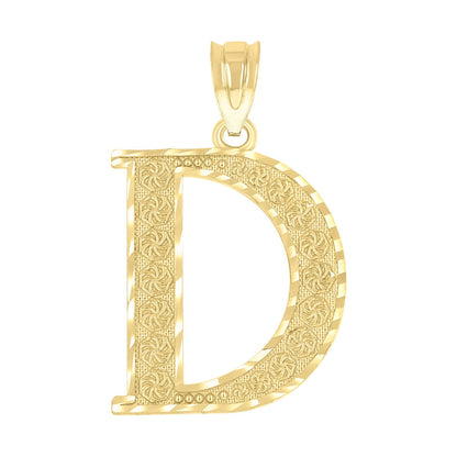 10k Yellow Gold Initial Letter "D" Pendant 1.5g Alphabet Unisex Charm
