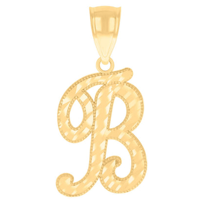 10k Yellow Gold Initial Letter "B" Pendant 1.1g Script Alphabet Unisex Charm