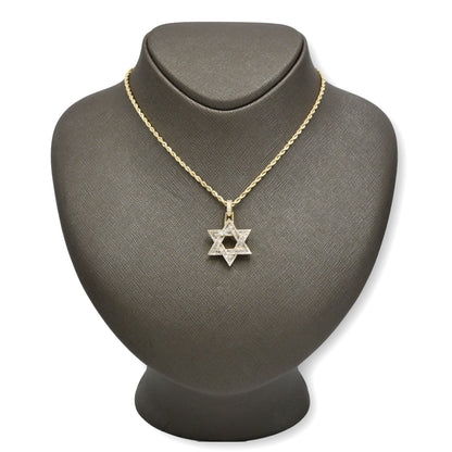 10k Yellow Gold 1CTW Round/Baguette Diamond Six Point Star Pendant 4.4g Charm