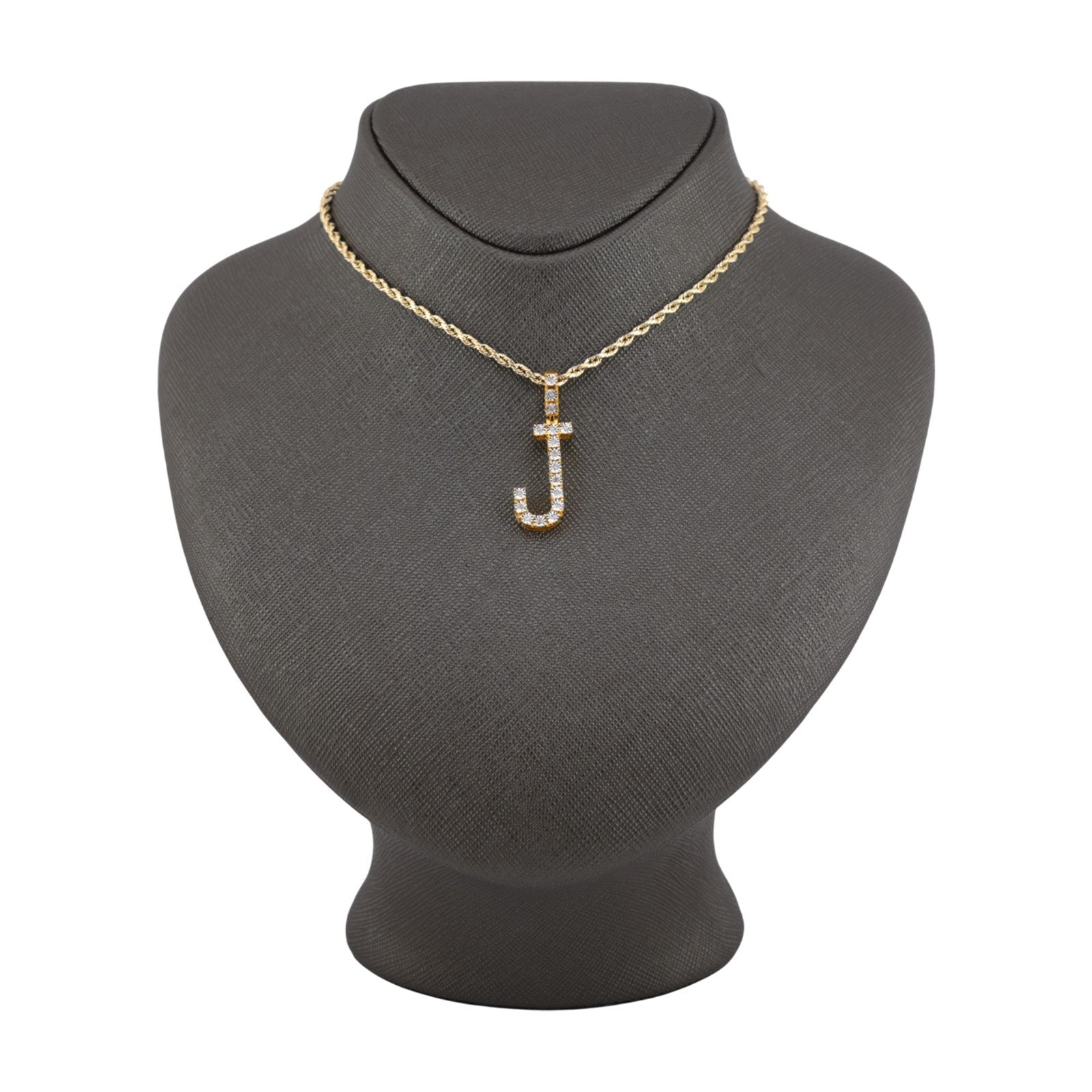 925 Yellow Natural 0.15 CTW Diamond Initial Alphabet "J" Pendant 2g Unisex Charm