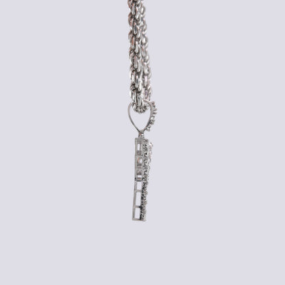 925 Silver Natural 0.15 CTW Diamond Initial Alphabet "Y" Pendant 2g Unisex Charm