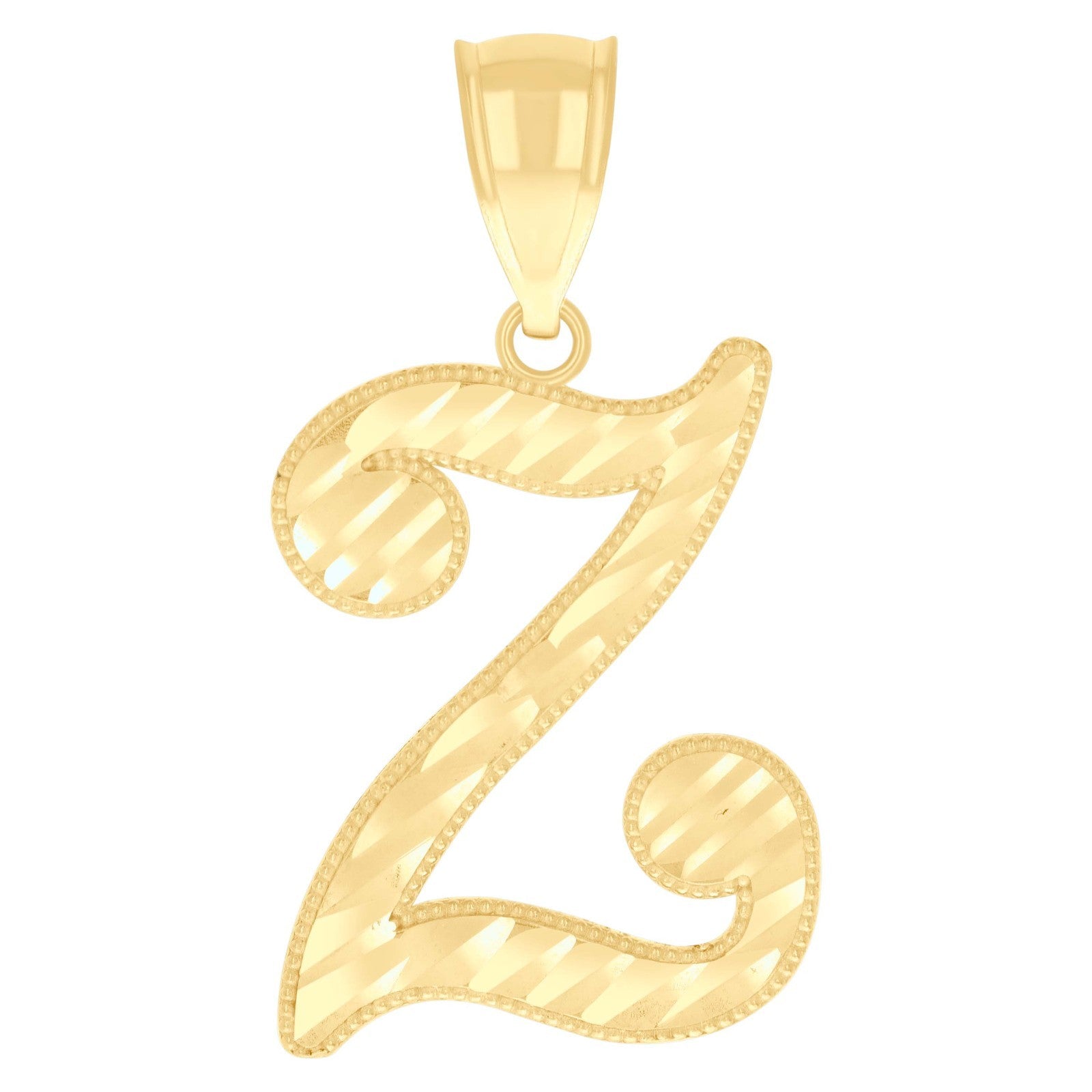10k Yellow Gold Initial Letter "Z" Pendant 1.2g Alphabet Unisex Charm