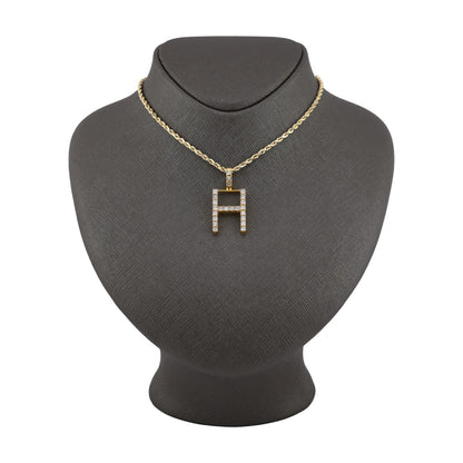 925 Yellow Natural 0.15 CTW Diamond Initial Alphabet "H" Pendant 2g Unisex Charm