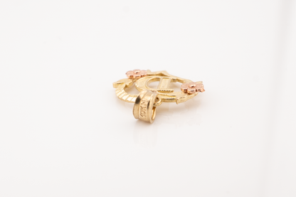 10k Yellow Gold "D" Alphabet Heart Pendant 0.9g Diamond Cut Initial Women Charm