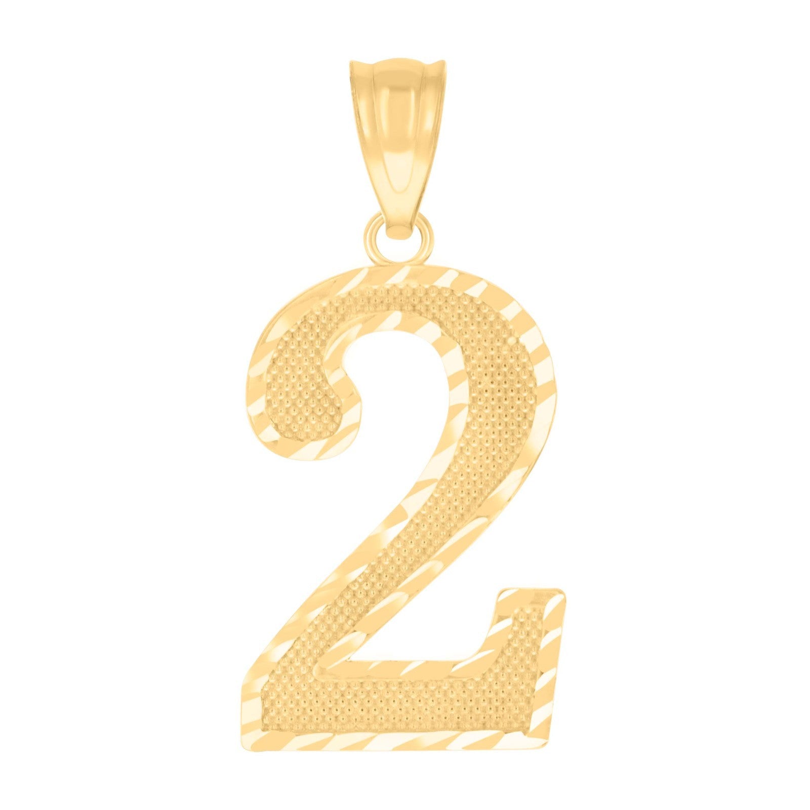 10k Yellow Gold Initial Number "2" Pendant 1.3g Numeral Unisex Charm