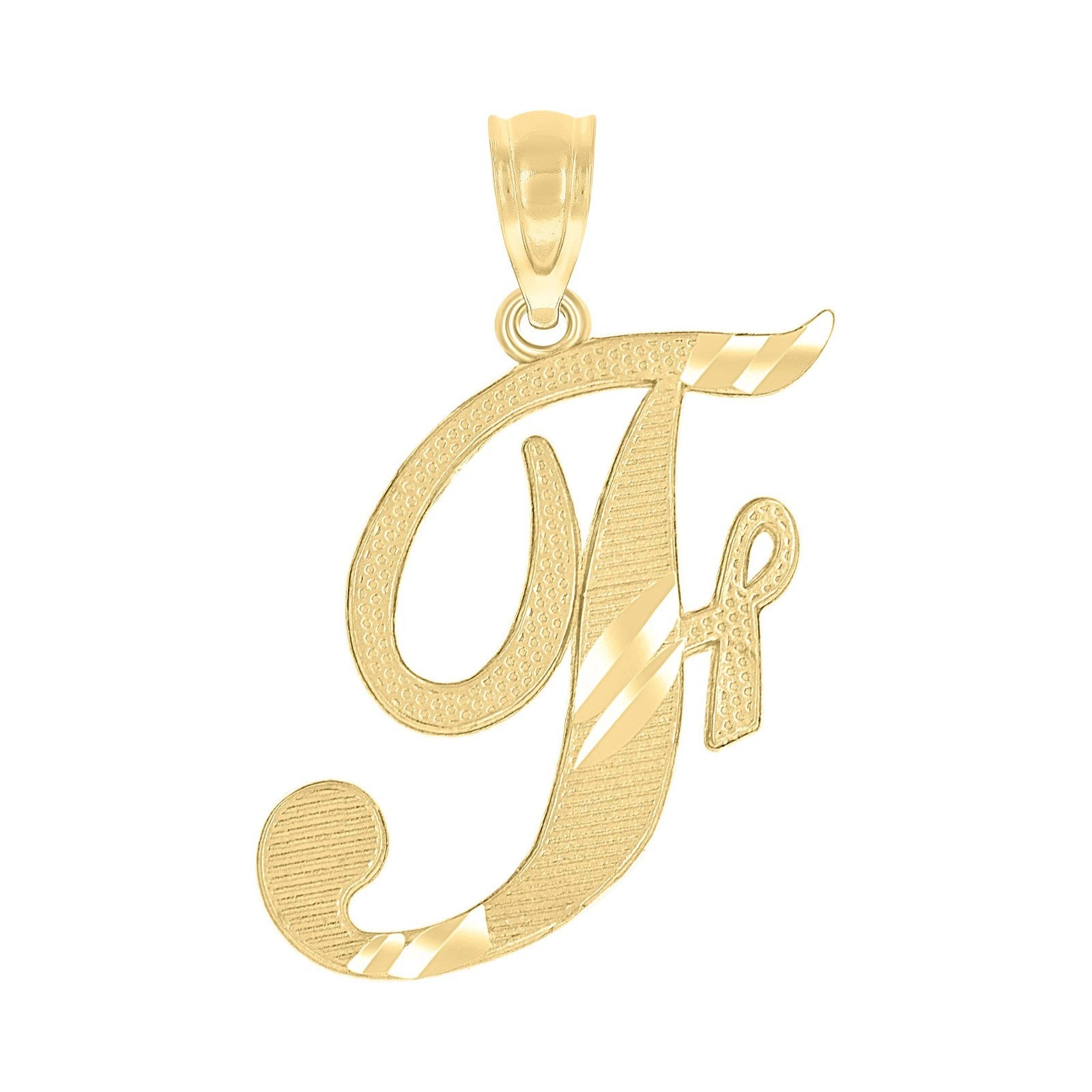 10k Yellow Gold Initial Letter "F" Pendant 0.8g Alphabet Unisex Charm