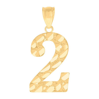 10k Yellow Gold Initial Number "2" Pendant 0.9g Numeral Unisex Charm