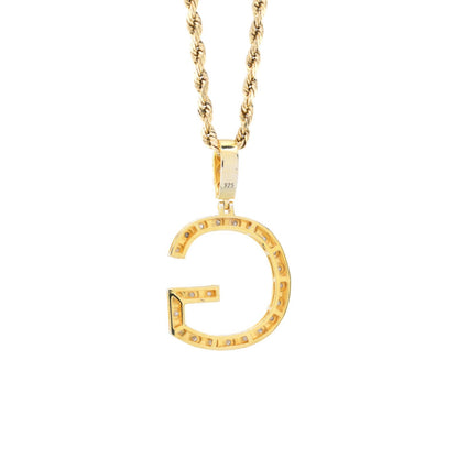 925 Yellow Natural 0.15 CTW Diamond Initial Alphabet "G" Pendant 2g Unisex Charm