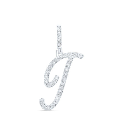 0.12CTW Natural Diamond 925 Sterling Silver 1.55g Initial "J" Pendant Charm