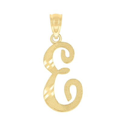 10k Yellow Gold Initial Letter "E" Pendant 0.5g Alphabet Unisex Charm