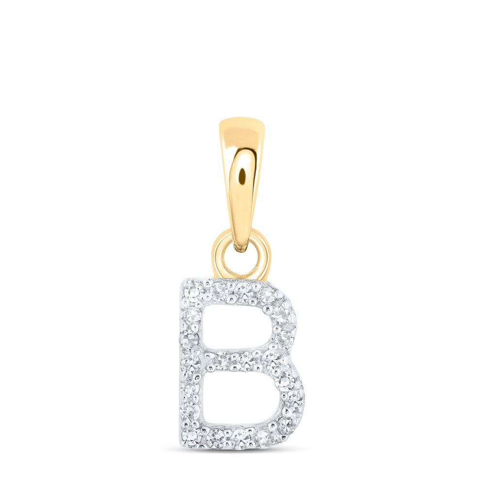 0.04CTW Natural Diamond 0.42g 10k Yellow Gold Initial "B" Pendant Letter Charm