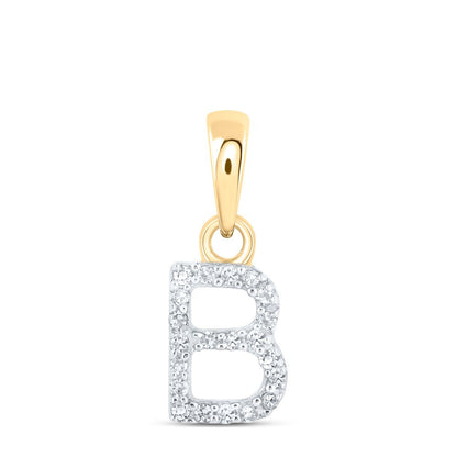 0.04CTW Natural Diamond 0.42g 10k Yellow Gold Initial "B" Pendant Letter Charm