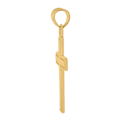 Mens Diamond-Cut Style 10k Yellow Gold Cross Religious Charm 1.3gms Pendant