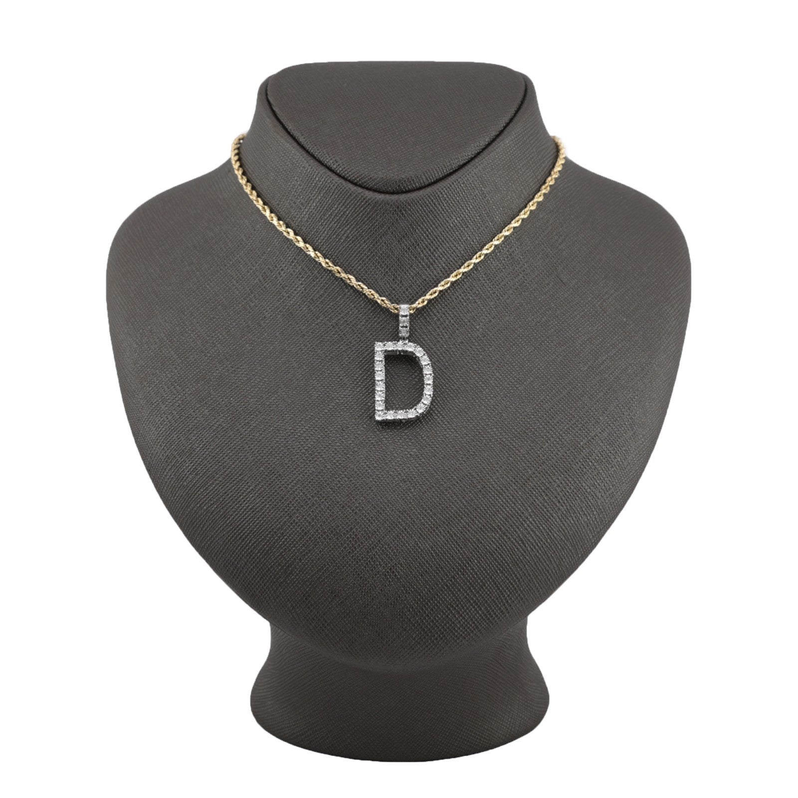 925 Silver Natural 0.15 CTW Diamond Initial Alphabet "D" Pendant 2g Unisex Charm