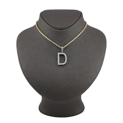 925 Silver Natural 0.15 CTW Diamond Initial Alphabet "D" Pendant 2g Unisex Charm