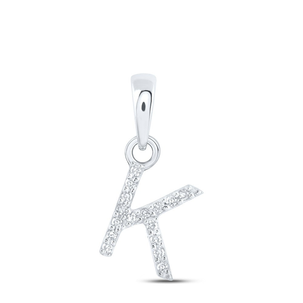 0.03CTW Natural Diamond 0.32g 10k White Gold Initial "K" Pendant Letter Charm