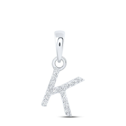 0.03CTW Natural Diamond 0.32g 10k White Gold Initial "K" Pendant Letter Charm