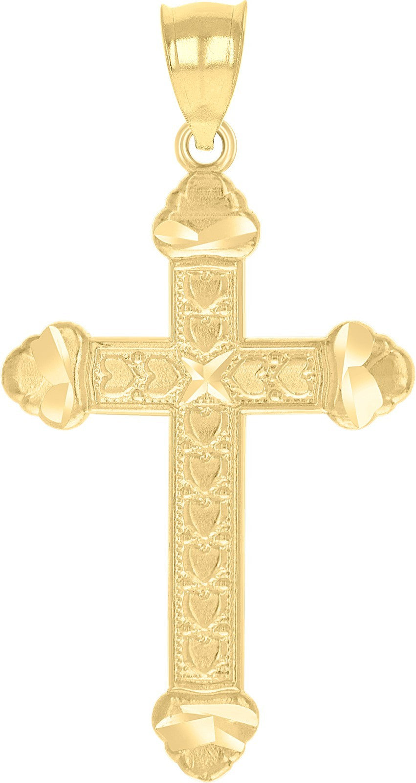 10k Yellow Gold Textured Unisex Adults 1.3gms Cross Religious Charm Pendant