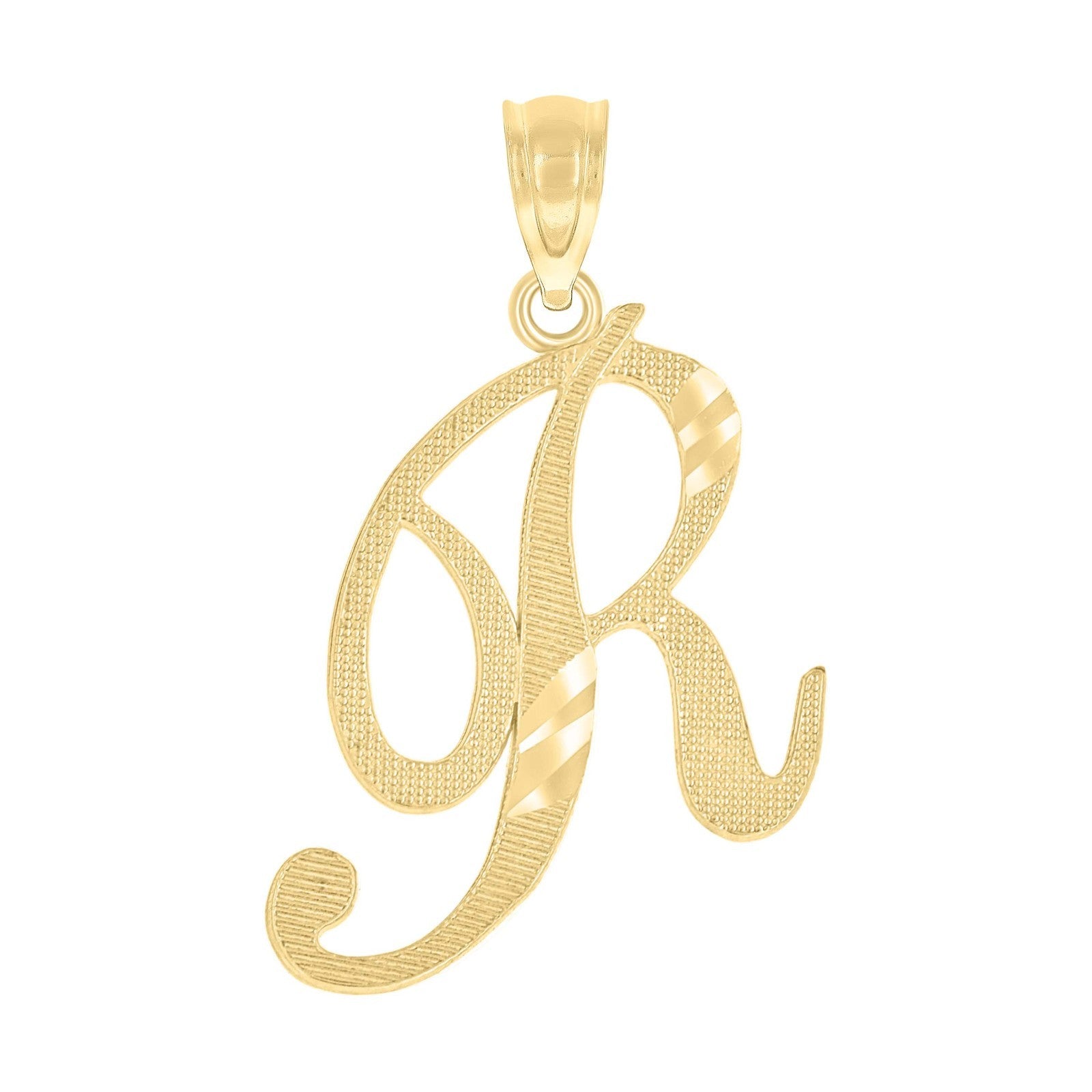 10k Yellow Gold Initial Letter "R" Pendant 0.6g Alphabet Unisex Charm