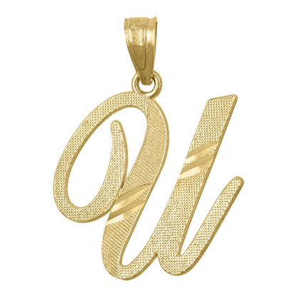 10k Yellow Gold Initial Letter "U" Pendant 1.1g Alphabet Unisex Charm