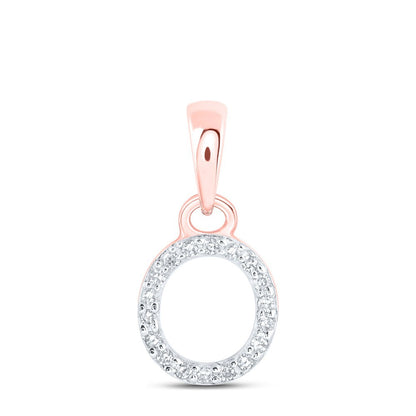 0.04CTW Natural Diamond 0.4g 10k Rose Gold Initial "O" Pendant Letter Charm