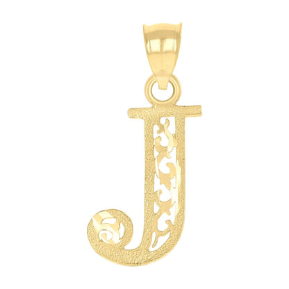 10k Yellow Gold Initial Letter "J" Pendant 0.6g Alphabet Unisex Charm