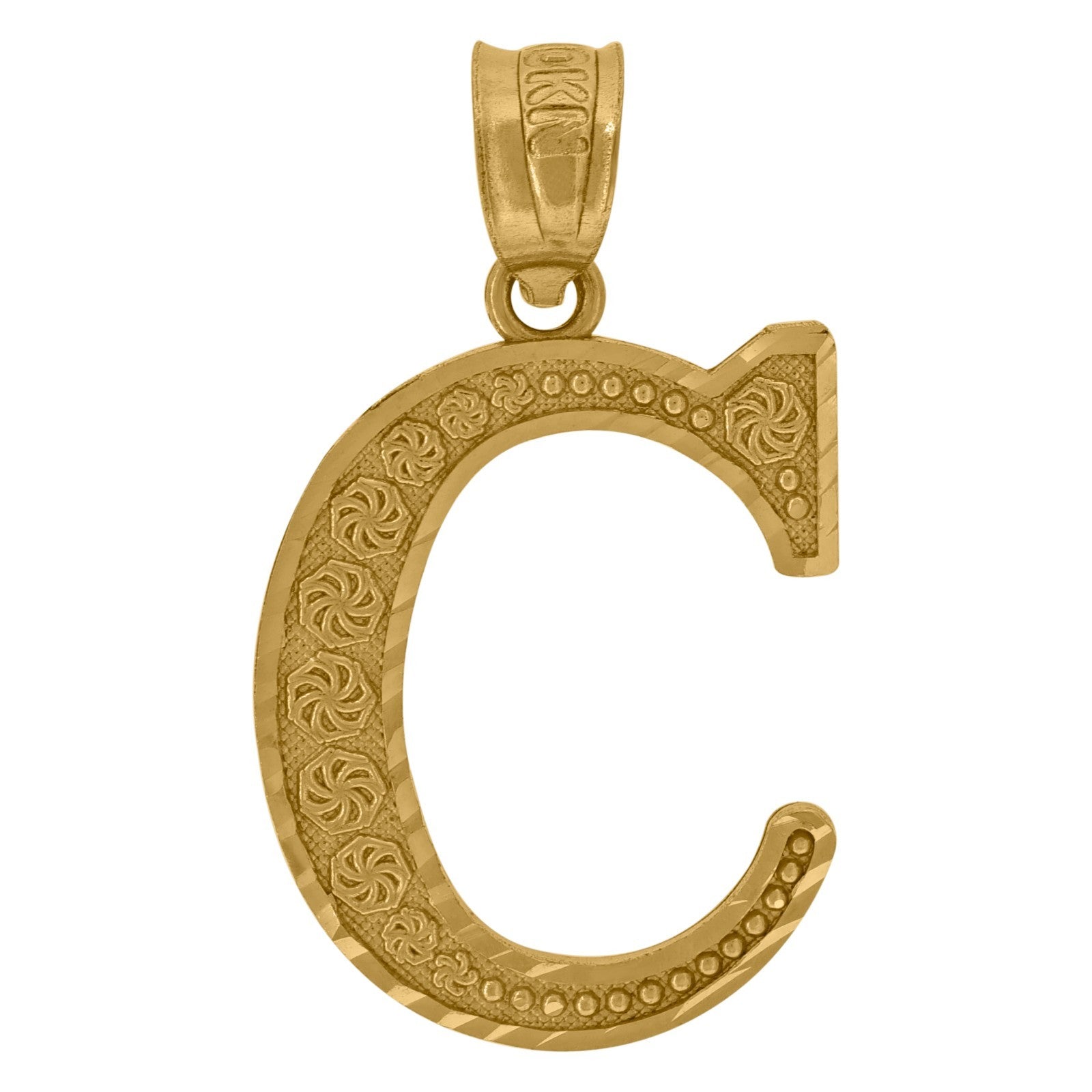 10k Yellow Gold Initial Letter "C" Pendant 1.3g Alphabet Unisex Charm