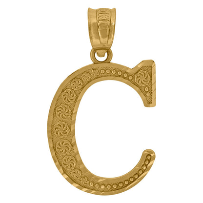 10k Yellow Gold Initial Letter "C" Pendant 1.3g Alphabet Unisex Charm