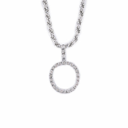 925 Silver Natural 0.15 CTW Diamond Initial Alphabet "O" Pendant 2g Unisex Charm