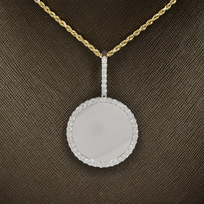 Sterling Silver 2.24CTW Lab Grown Diamond Picture Charm Big Pointer Pendant 8gms