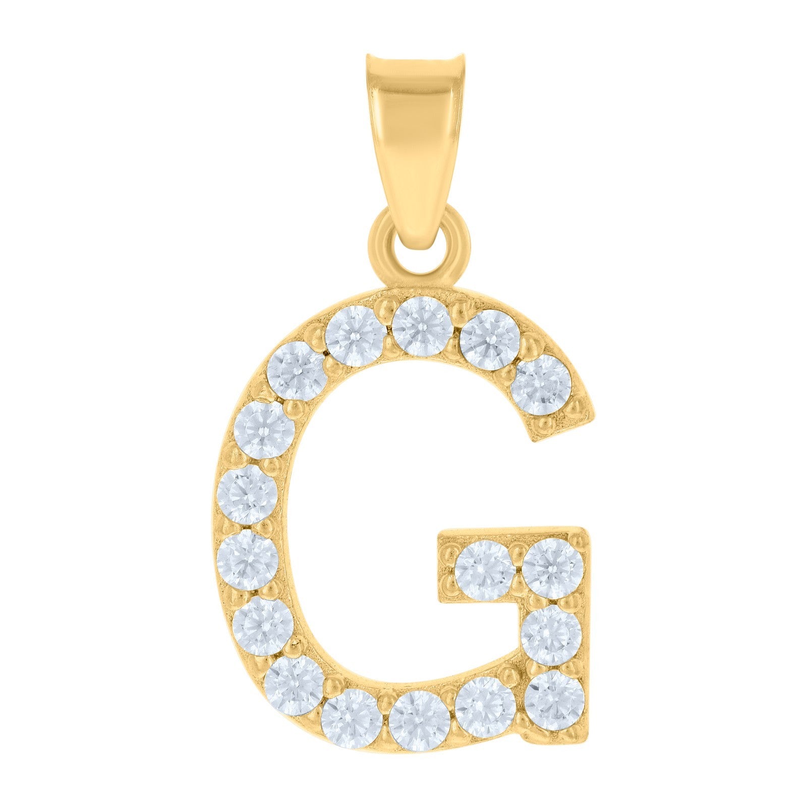 10k Yellow Gold Cubic Zirconia Initial "G" Pendant 0.9g Alphabet Unisex Charm