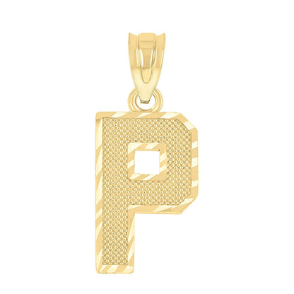10k Yellow Gold Initial Letter "P" Pendant 0.8g Alphabet Unisex Charm