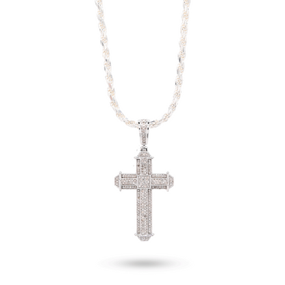 10k White Gold 0.5CTW Natural Diamond Cross Charm 5.3gms Religious Mens Pendant