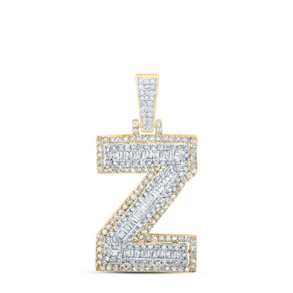 10k Yellow Gold Mens 0.75 CTW Natural Diamond Initial "Z" Charm 3.57g Pendant