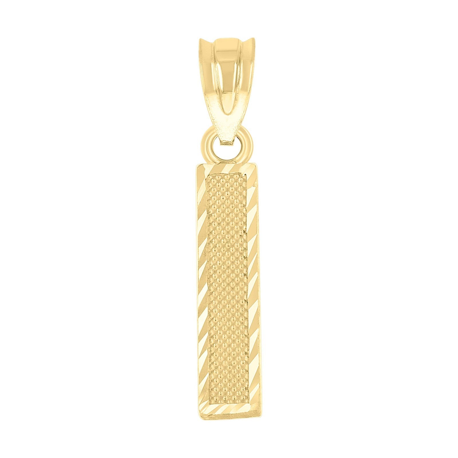 10k Yellow Gold Initial Letter "I" Pendant 0.7g Alphabet Unisex Charm
