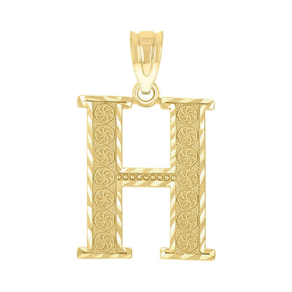 10k Yellow Gold Initial Letter "H" Pendant 1.3g Alphabet Unisex Charm