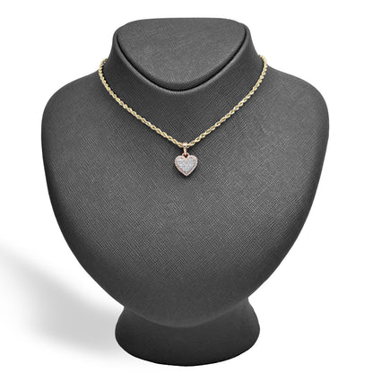 10k Rose Gold 0.28CTW Natural Round & Baguette Diamond Heart Pendant 2.1g Charm