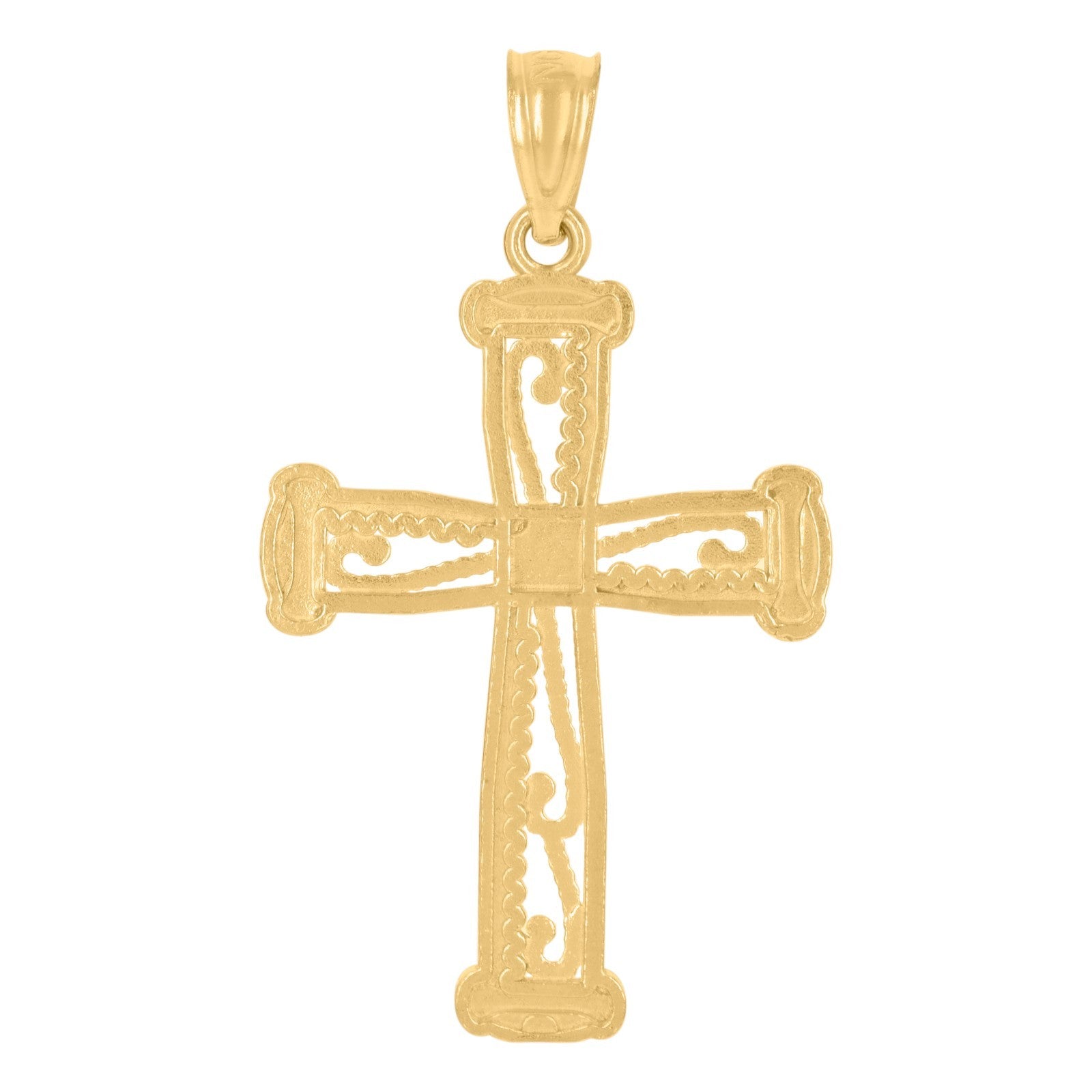 Genuine 10k Yellow & White Gold Unisex Cross Religious 1.3gms Pendant