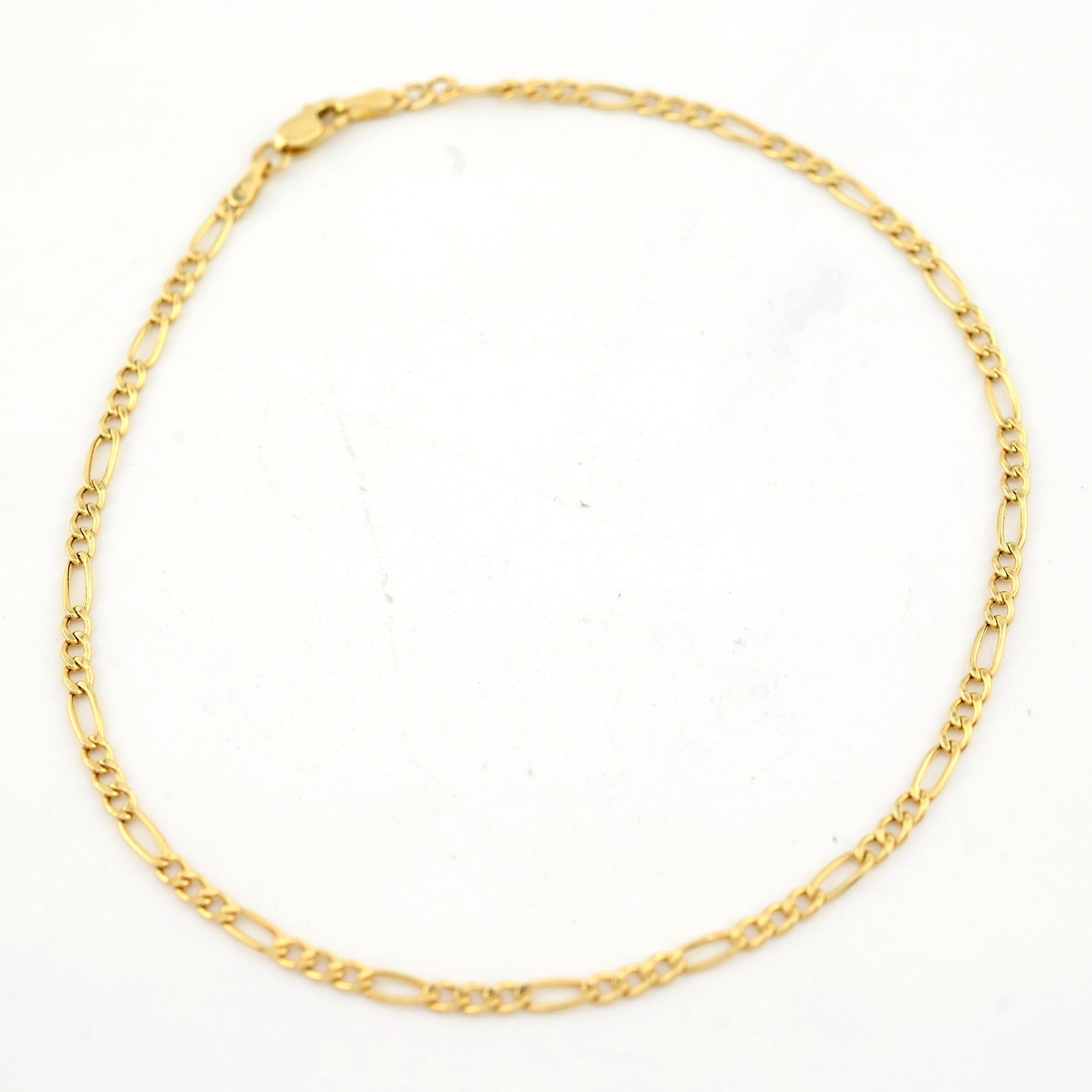10kt Yellow Gold Figaro Link Bracelet 8'' Chain 2mm Women Men Necklace 1.2 g