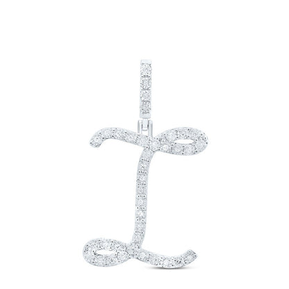 0.14CTW Natural Diamond 1.84g Sterling Silver Initial "I" Pendant Letter Charm