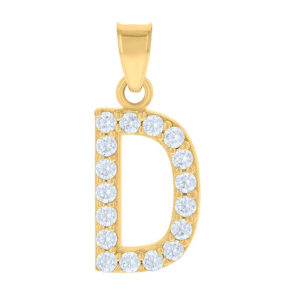 10k Yellow Gold Cubic Zirconia Initial Letter "D" Pendant 1.1g Alphabet Charm