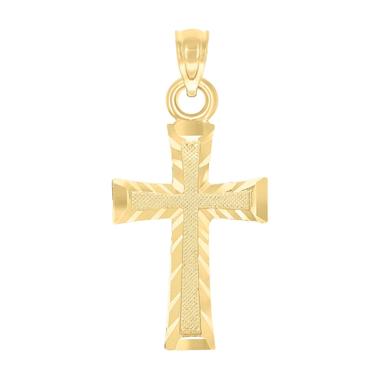 Unisex Adult 10k Yellow Gold Diamond Cut Cross Religious Charm Pendant 0.9gms