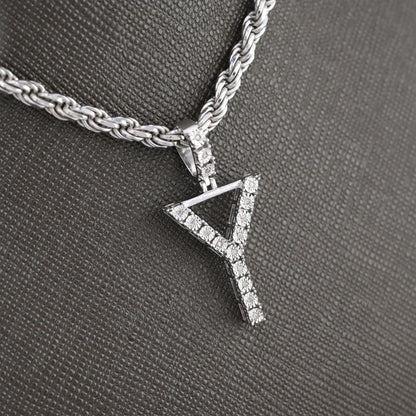 Plated 925 Sterling Silver Natural Diamond Pendant 2 grams Charm A to Z Initials
