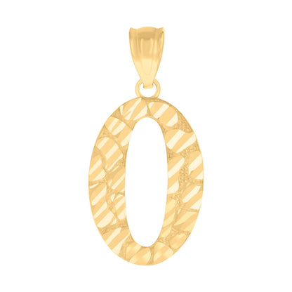 10k Yellow Gold Initial Number "0" Pendant 1.2g Numeral Unisex Charm