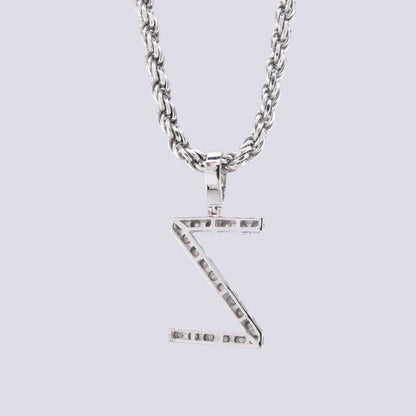 925 Silver Natural 0.15 CTW Diamond Initial Alphabet "Z" Pendant 2g Unisex Charm
