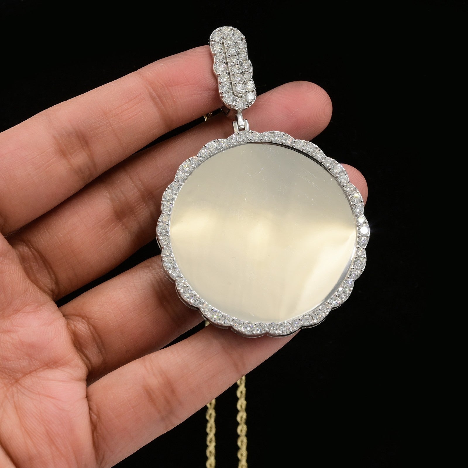 925 Silver 3.54CTW Lab Grown Diamond Picture Charm Curve Edges Pendant 11.4g