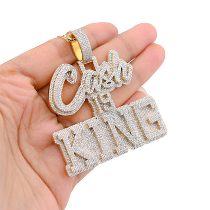 10k Yellow Gold 4.96CTW Pure Diamond "Cash Is King" Pendant Solid Back 37g Charm