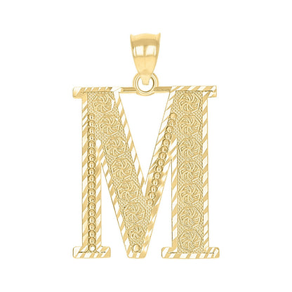 10k Yellow Gold Initial Letter "M" Pendant 2.7g Alphabet Unisex Charm