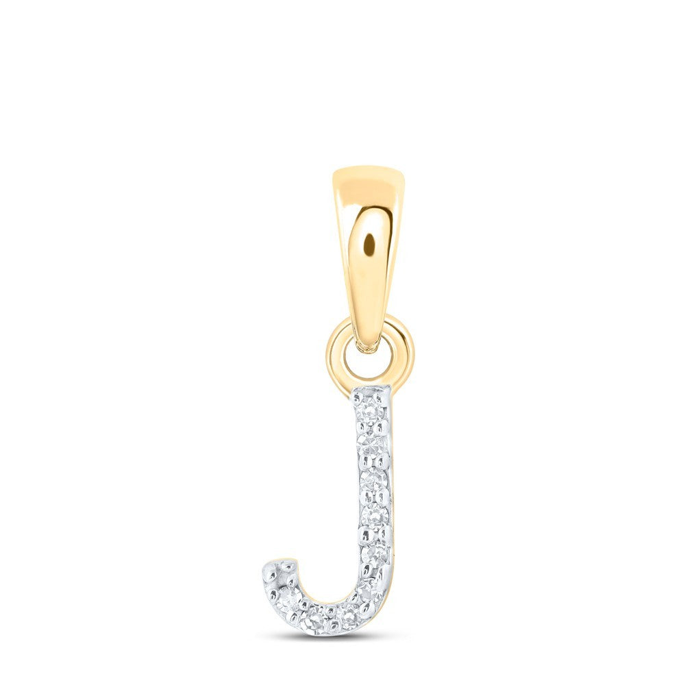 0.02CTW Natural Diamond 0.26g 10k Yellow Gold Initial "J" Pendant Letter Charm